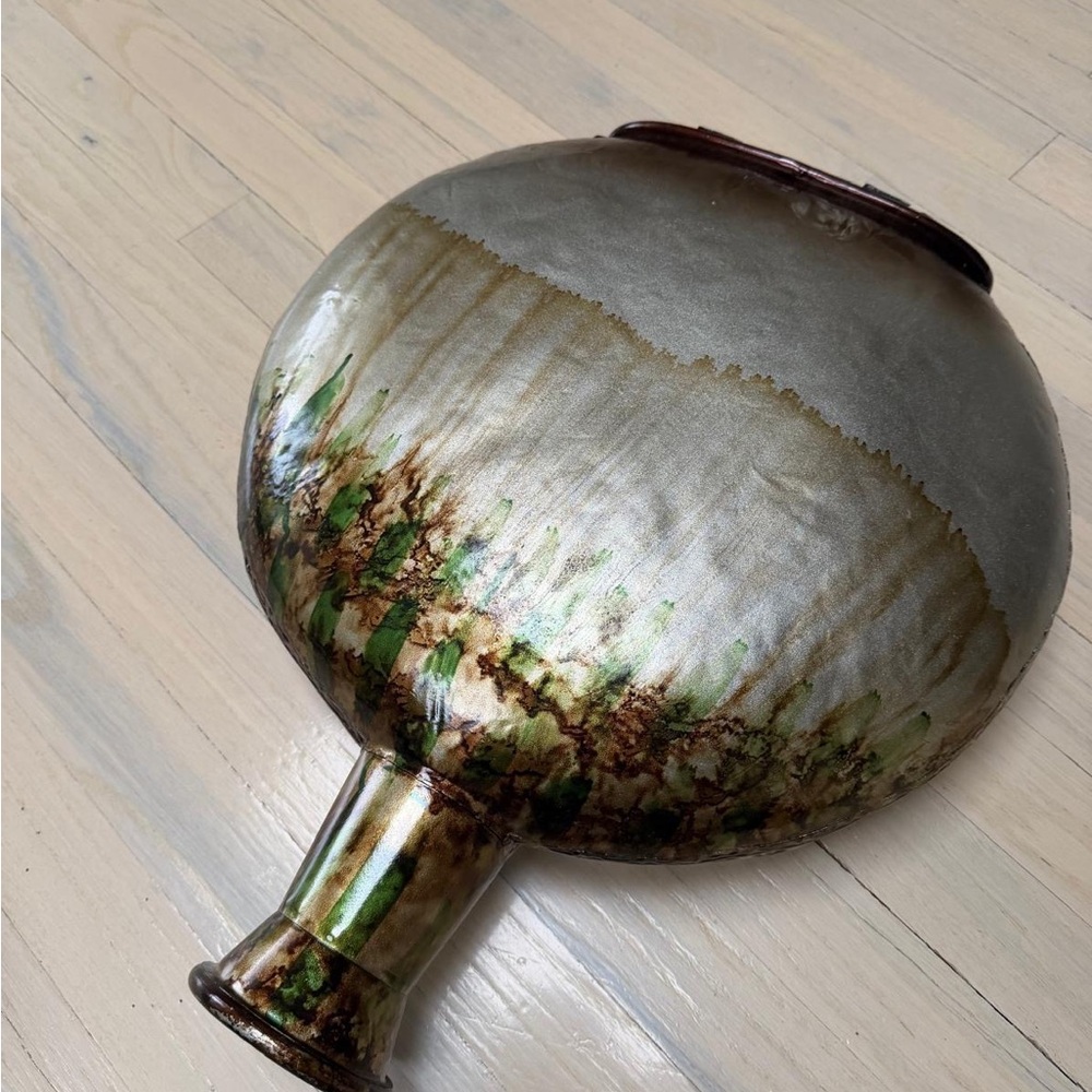 Moroccan Handcrafted Ceramic Vase with Earthy Tones